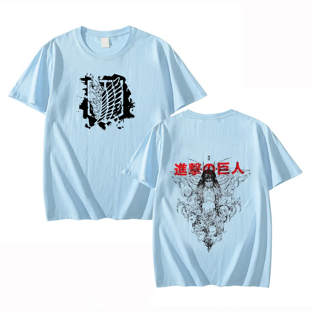 Anime Attack on Titan T Shirts Men High Quality Cotton Shingeki No Kyojin T-shirt Short Sleeve Manga Eren Mikasa Tops Tees