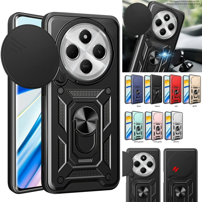 Redmi14C 4G 케이스 견고한 갑옷 뒷면 커버 Xiaomi Redmi 14C 14 C C14 4G 자석 홀더 링 보호 Coque Redmy Readmi 14C 4G
