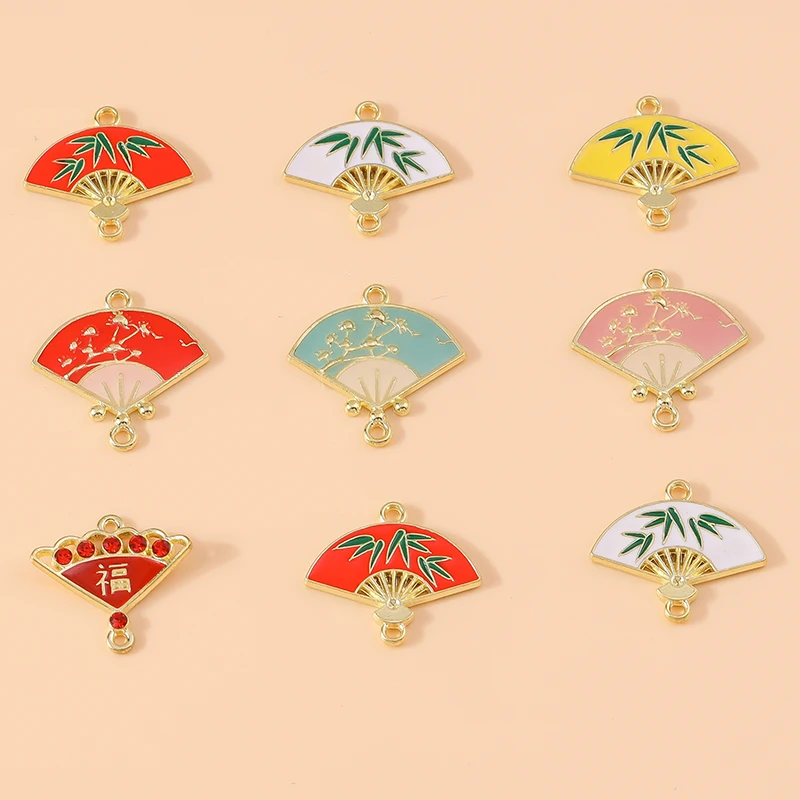 20 Stück niedliche bunte Emaille-Blumenfächer-Anhänger-Verbinder für die Herstellung von Armbändern, Halsketten, DIY-Handwerksarbeiten, Schmuckzubehör – Detail 9