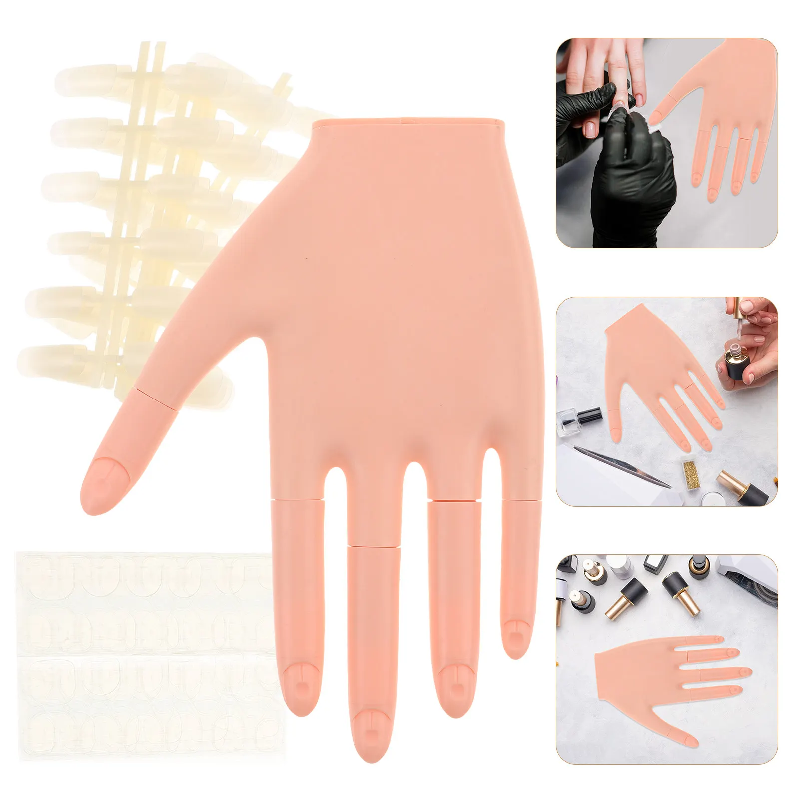 1Sets Nail Practice Hand Mannequin for Acrylic Nails Detachable Finger Design Flexible Fake Hand Tool