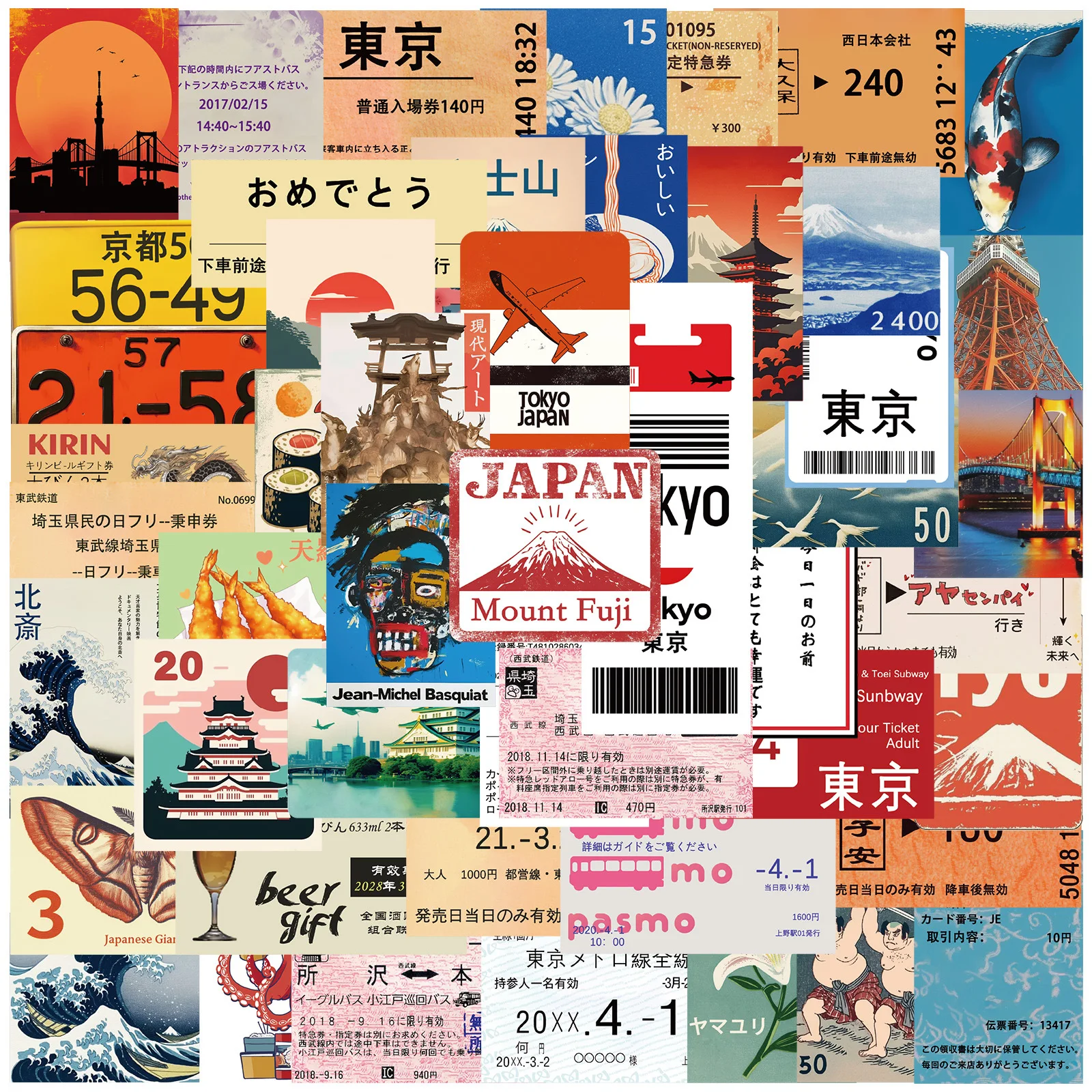 

50PCS Japanese Travel Culture Stickers Aesthetic Graffiti DIY Decorative Decals for Phone Laptop Scrapbook Skateboard Guitar