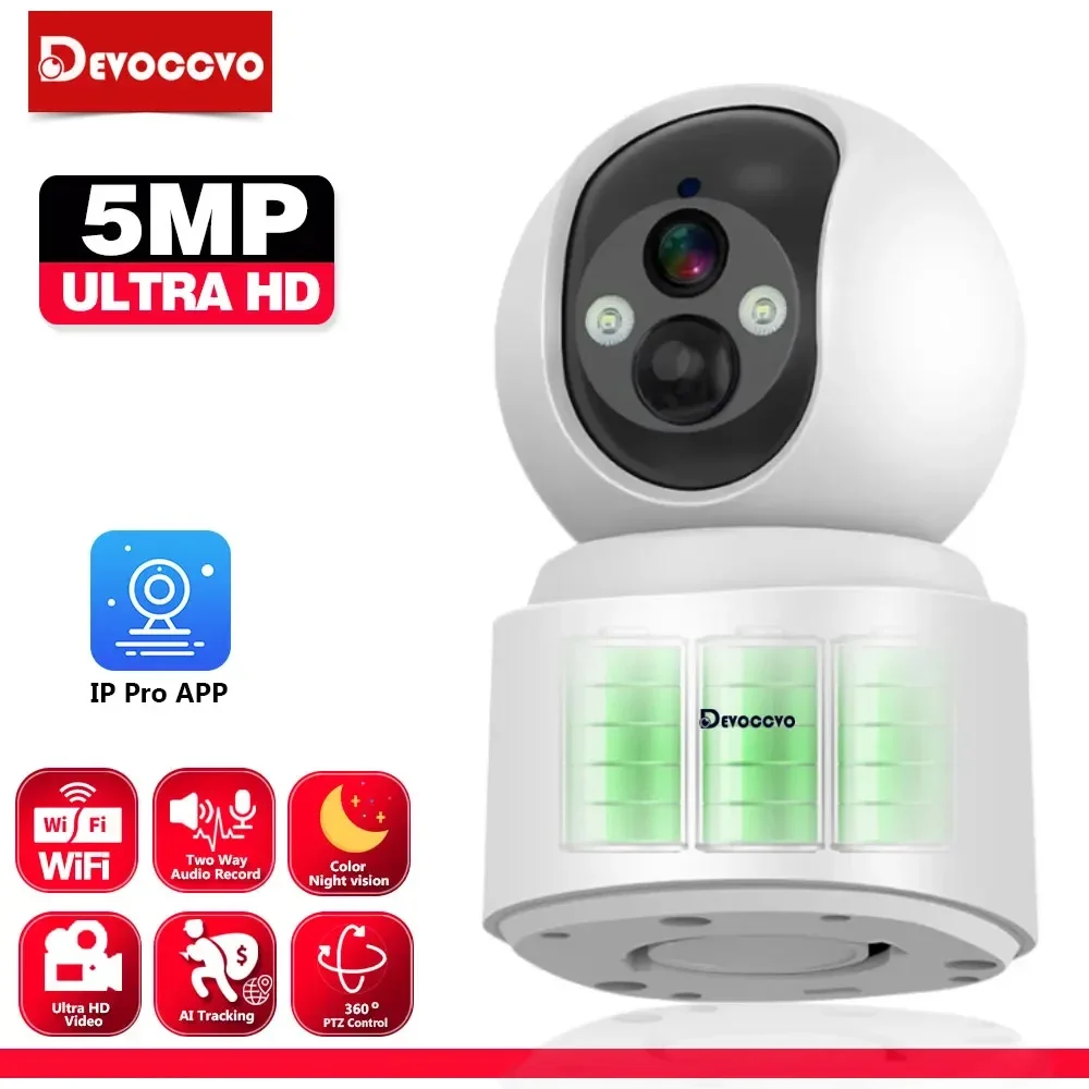 

Indoor Baby Monitor Camera 5MP WiFi IP with Built-in Battery PTZ Auto Tracking Wireless Security Surveillance Color Night Vision