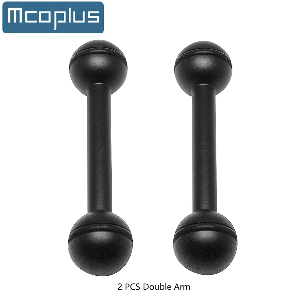 Mcoplus Diving light arm double ball head 3 Inch Extension Dual Ball Head Arm for Video Light Diving Camera Tray