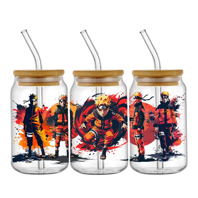 Japan Anime 16oz UV DTF Wraps Transfer Sticker DIY For Libbey Glass Cup Waterproof Wrap Transfers Decals Sailor Demon Slaye