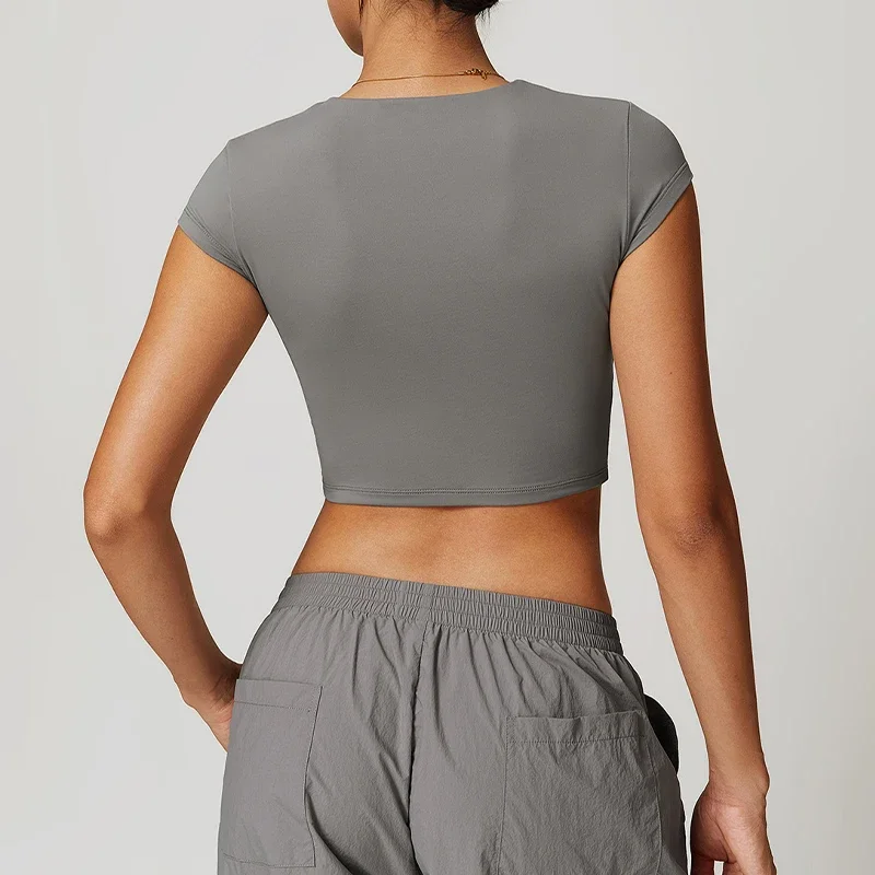 Yoga T-shirt Women Casual Sports Slim Fit Gym Top Short Sleeve Quick-Dry Yoga Clothing Fitness T-Shirt Workout Apparel 2025 New