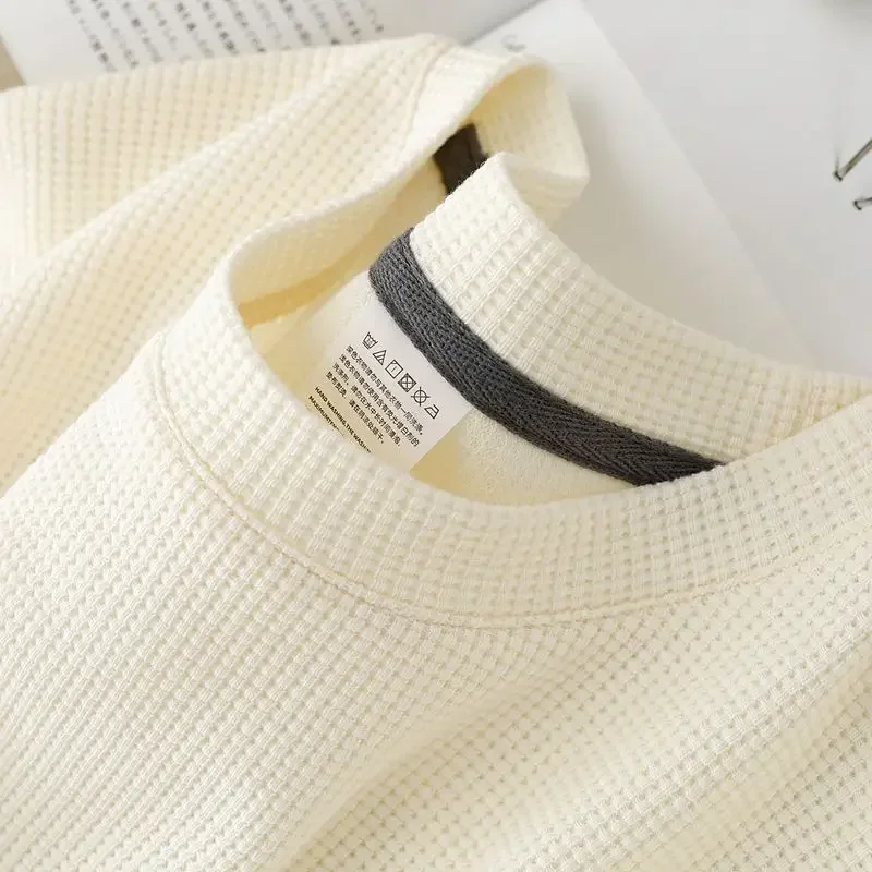 Men's T-Shirts Summer Waffle Round Neck Short Sleeve T-Shirt Comfortable Breathable Short-Sleeved Tops & Tees image 4