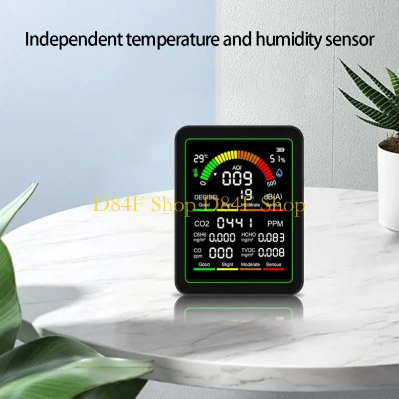D84F Multifunctional Air Detectors Measuring CO CO2 C6H6 Formaldehyde TVOC Temperature Humidity And Noise Level