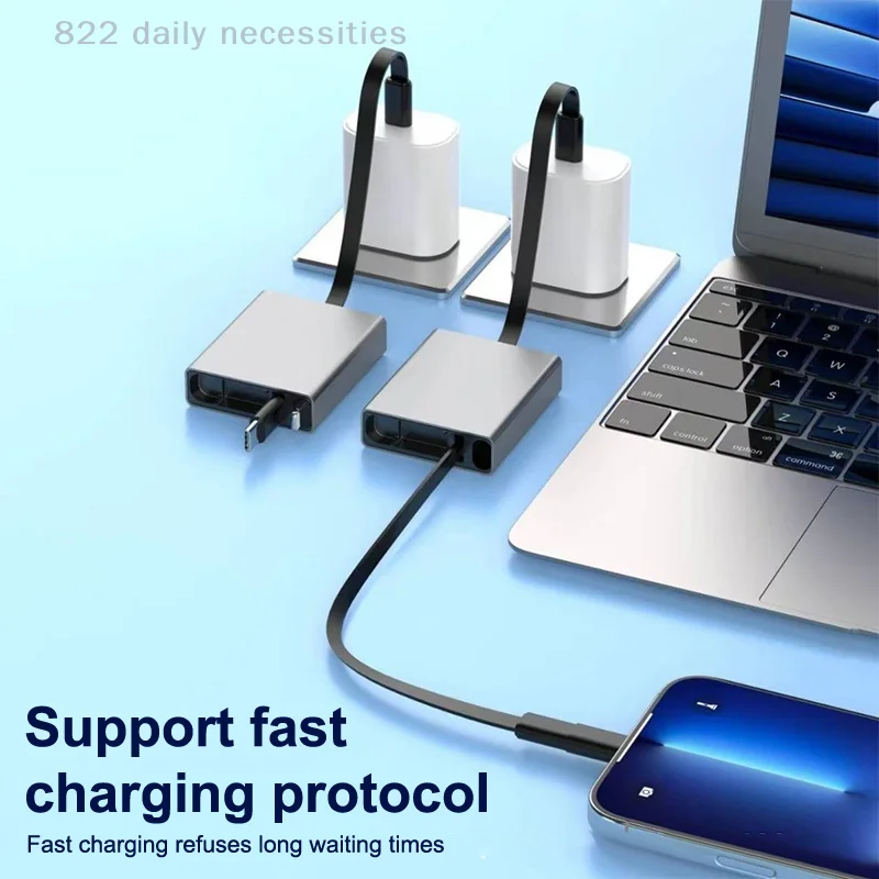 66W Unidirectional Retractable PD Fast Charging Type-C Cable Single-Pull Data Cable for Smartphones And Laptops