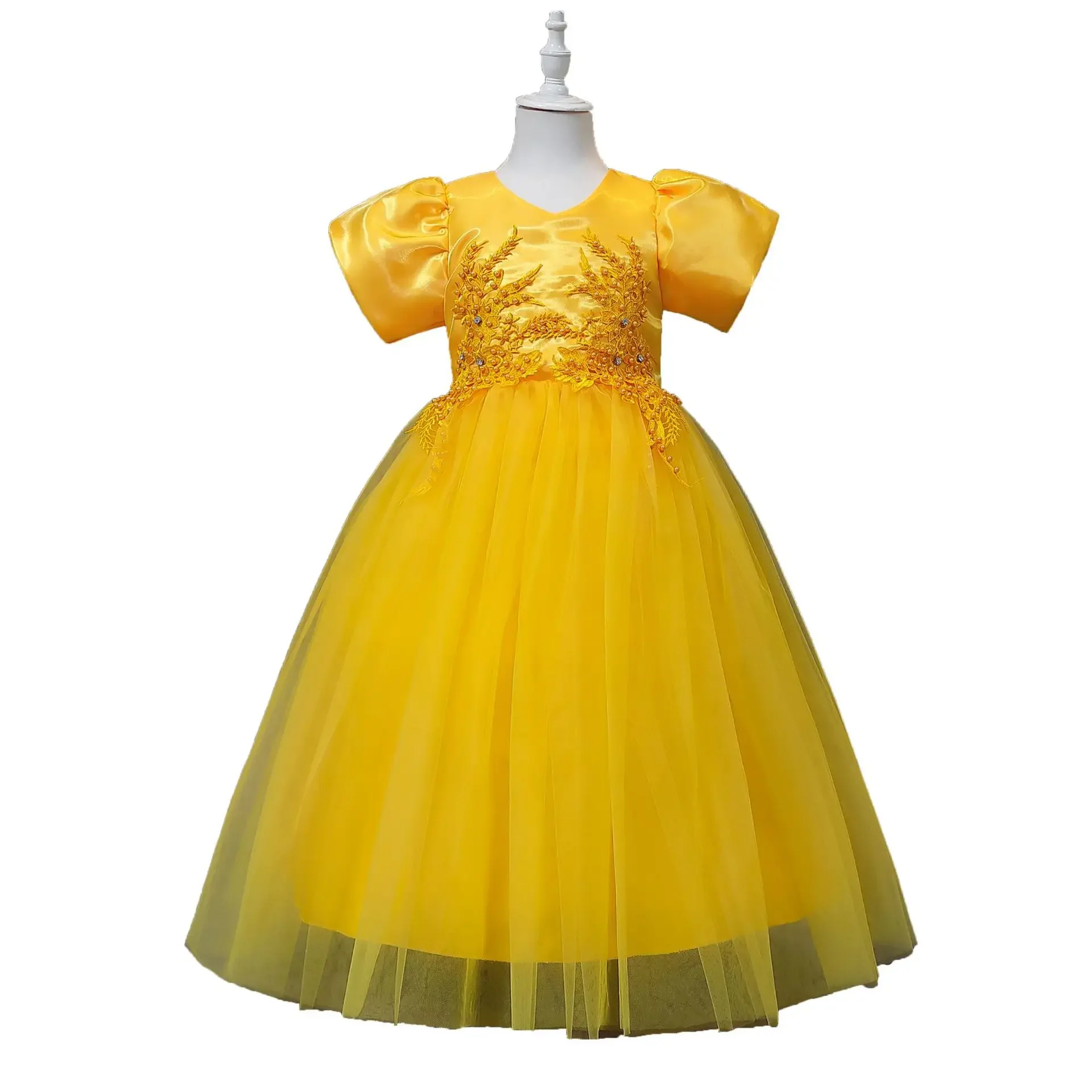 Vestido para performance de piano infantil, vestido de princesa, doce infantil colorido, moda feminina, novo