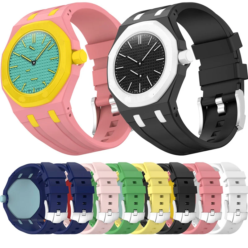 Silikonarmband + PC-Gehäuse für Swatch x AP Royal Pop Taschenuhr, Verwandler in Armbanduhr, integrierte Armbandmodifikation, passendes Zubehör