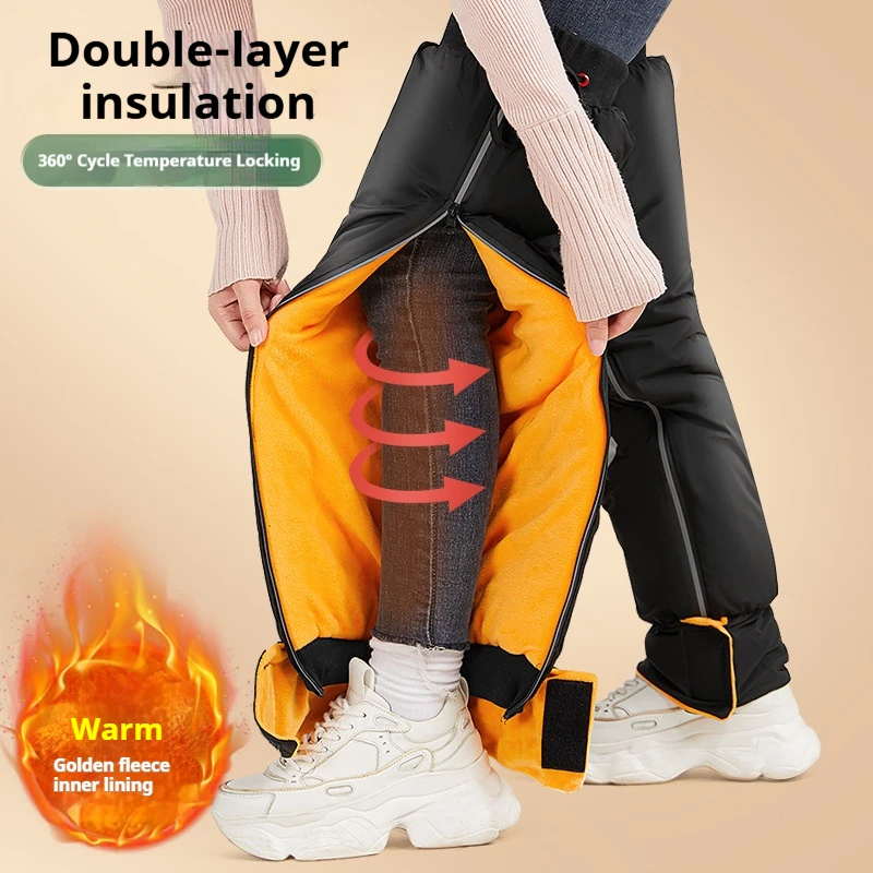 Calentadores de Piernas para Ciclismo de Invierno, Forrados con Forro Polar Térmico, Resistentes al Viento, Protector de Rodilla para Bicicleta, Cremallera Lateral Reflectante, Fundas para Piernas para Ciclismo