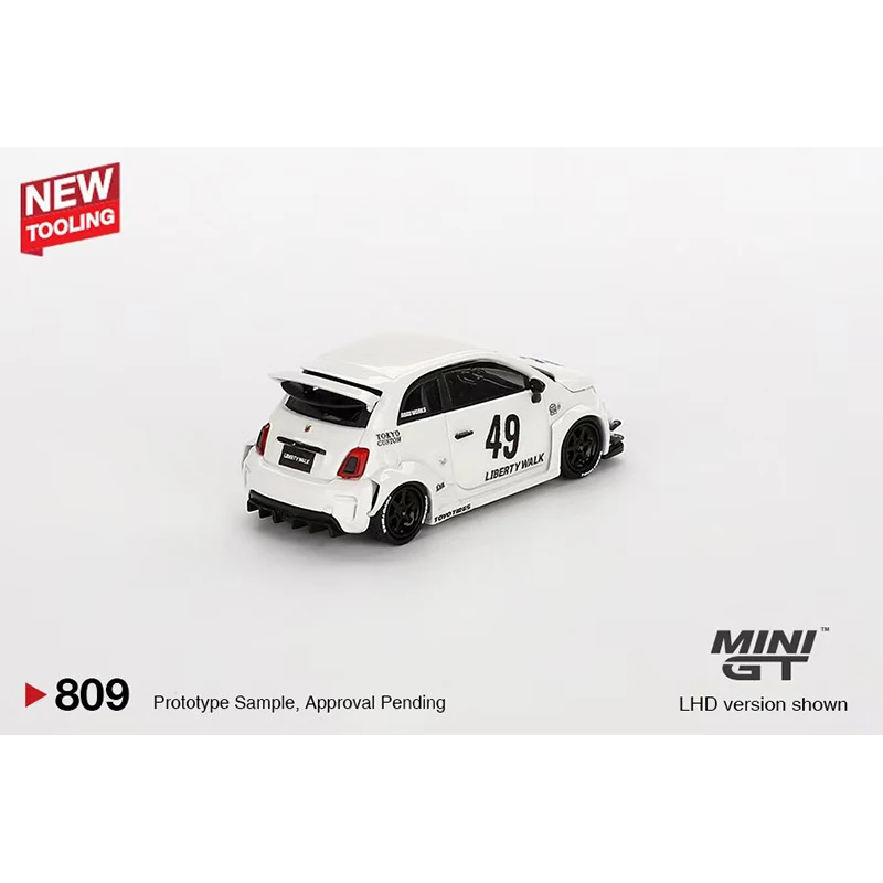 Voorverkoop Minigt 809 1:64 Lbwk Abas Werkt Abarth 595 Gara Wit Diecast Auto Model Collectie Speelgoed