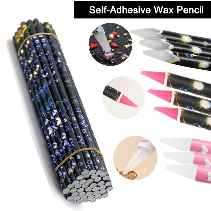 1/3/5/10PCS Nail Art Dotting Pencil Rhinestone Picker Self-Adhesive Wax Pencil  Contactless Pick Up Tool For Gem Accessories