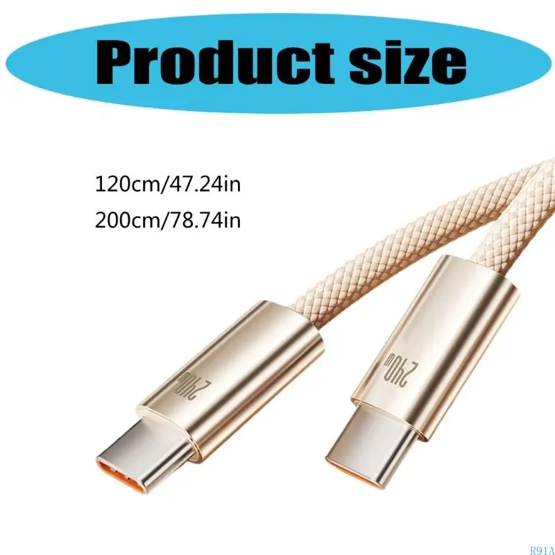 R91A Усиленные нейлоны USB C Кабель быстрого зарядки.