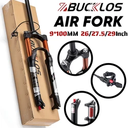 BUCKLOS MTB Air Suspension Fork 120mm Travel 26/27.5/29inch Mountain Bike Fork Remote/Manual Lockout 9mm QR Bicycle Fork