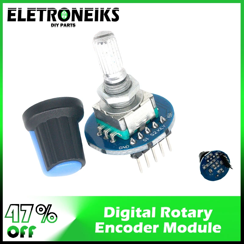 

ELETRONEIKS Digital Rotary Encoder Module For Arduino Brick Sensor Development Round Audio Rotating Potentiometer Knob Cap EC11