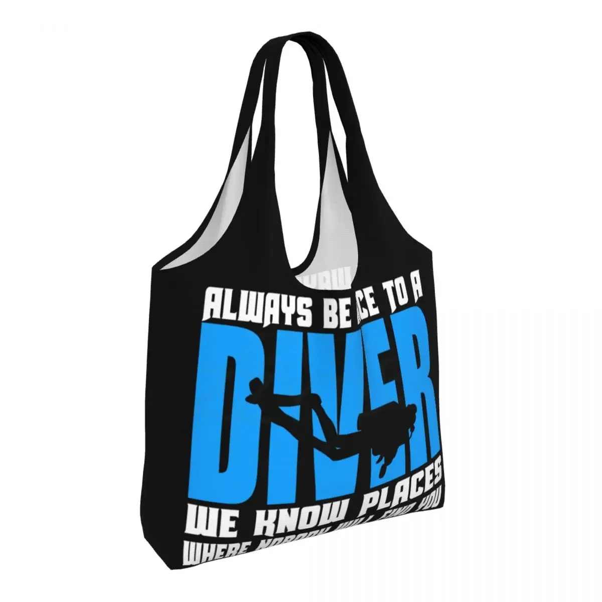 Always Be Nice To A Dive Grocery Shopping Bag Canvas Shopper Tote Shoulder Bags Big Capacity Washable Scuba Diving Bags Handbags