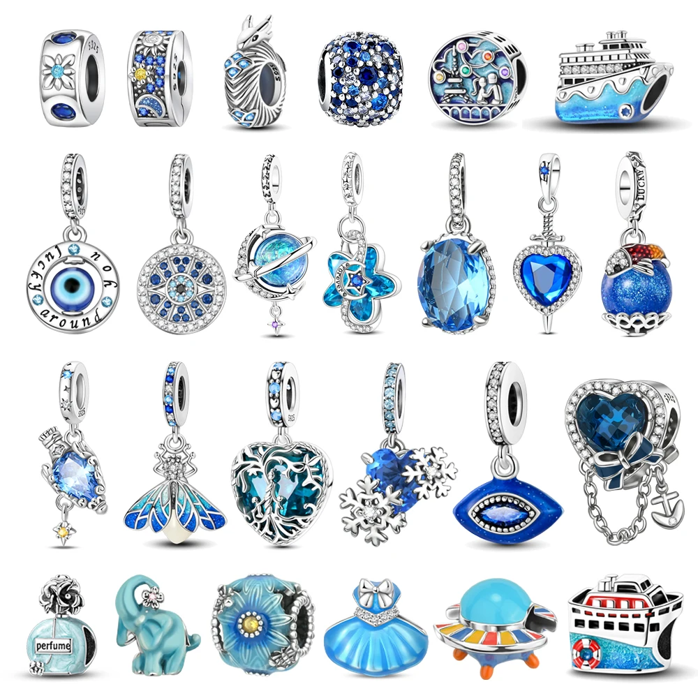 

Синяя серия, стерлинговое серебро 925 пробы, сапфир, бутылка «Древо жизни», слон, планета, океанское сердце, подвеска, подходит для браслета «сделай сам», ожерелья, подарки