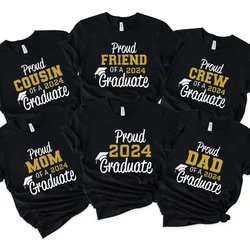 Proud Family of 2024 Graduate Graphic T-shirts Fashion Senior Family Clothes Short Sleeve Tees Class of 2024 Graduation Tops