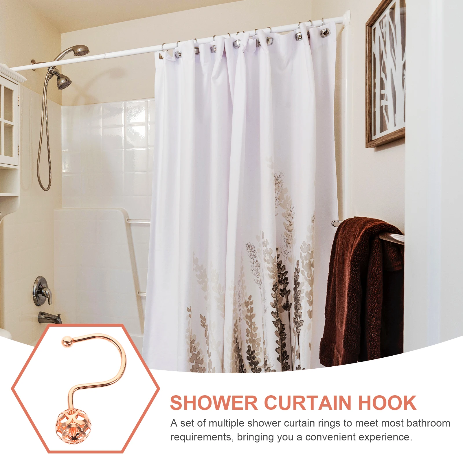 

12Pcs Bright Color Shower Curtain Rings Easy to Install and Slide Bathroom Decor Shower Curtain Hooks Semicircle Rings