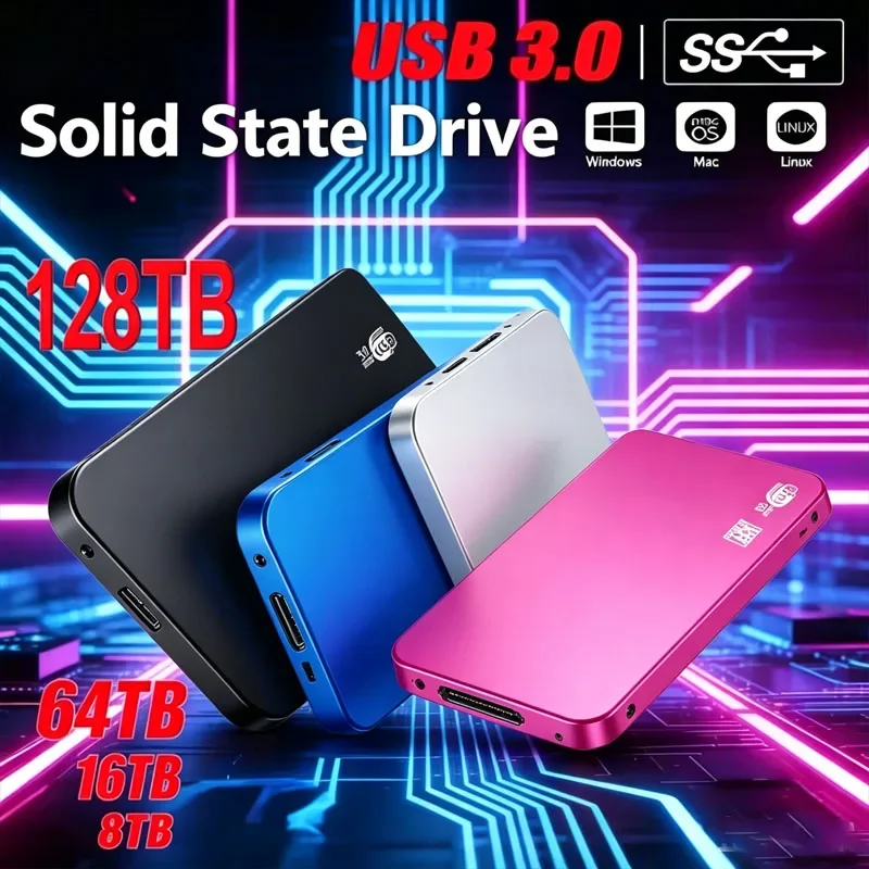 

High Speed SSD Enclosure 128TB USB3.0 Mobile Hard Drive Case ABS External Storage HDD Box with USB3.0 Cable