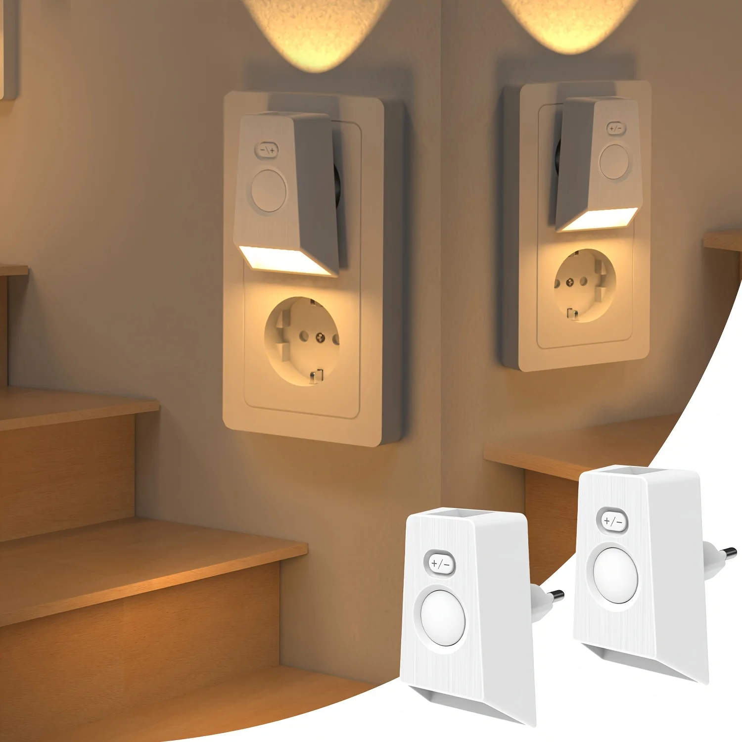 Motion Sensor LED Night Light EU Plug Infrared Smart Sensor Wall Lamp for Bedroom Stairs Hallways Warm White Plug In Night Lamp