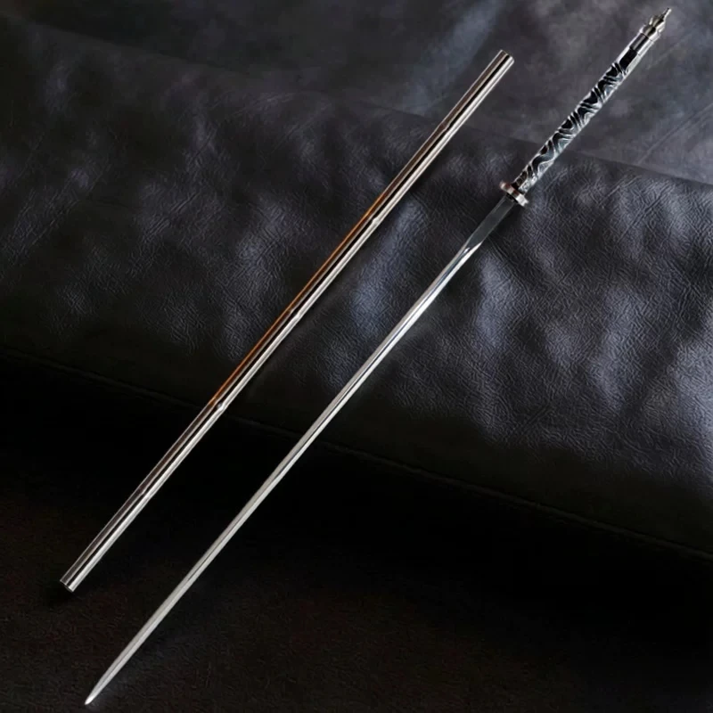 Throat-Sealing Slender Hidden Stick Sword Manganese Steel Ultra Thin Narrow Blade Steel Tube Scabbard Minimal Oriental Sword