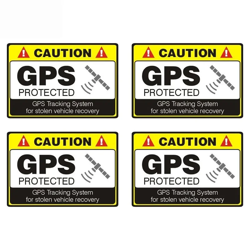 

Car Sticker 4X CAUTION GPS PROTECTED PVC Waterproof Sunscreen 20CM