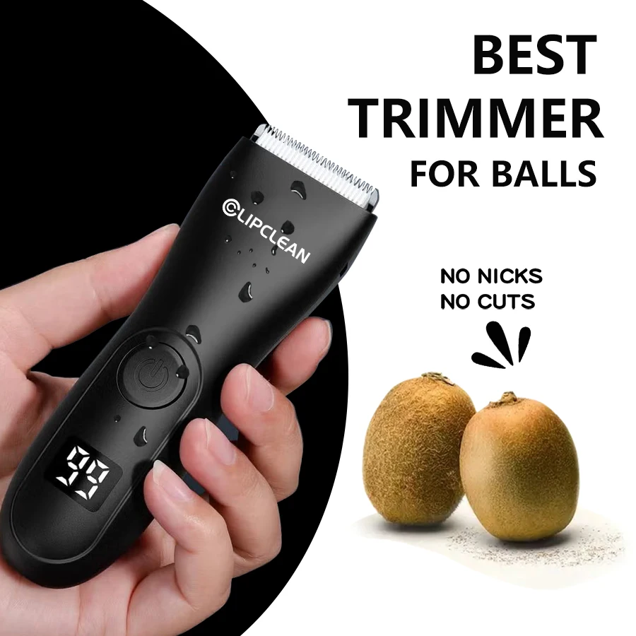 

Groin & Body Hair Trimmer for Men, Electric Ball Pubic Trimmer Shaver with Ceramic Blades Wet/Dry Grooming for Men