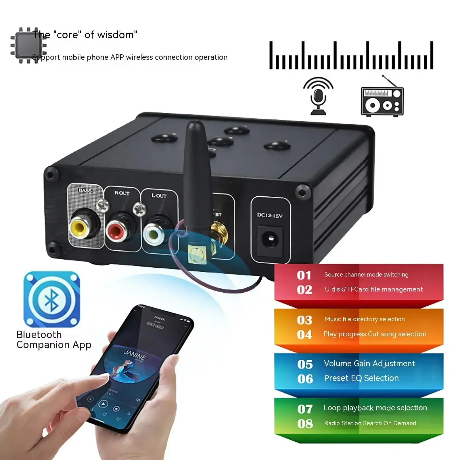 

AMXEKR Lossless Music Player Bluetooth USB Flash Drive TF Card FM Radio HD Decoding Home Digital Audio Player