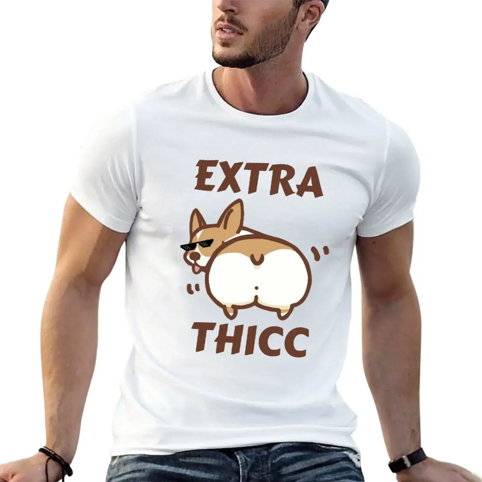 Extra Thicc Corgi T-Shirt funnys cute tops clothes for men