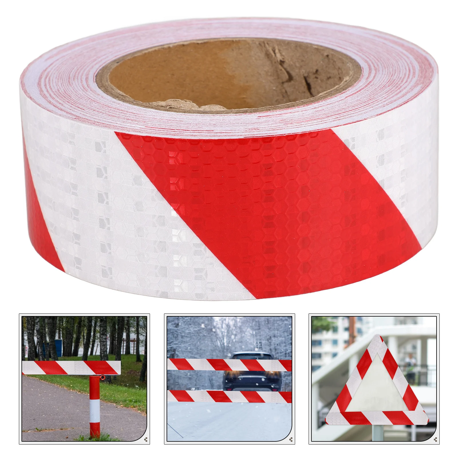 1 Roll Reflective Warning Tape Bright Diagonal Stripes For Concrete Driveway Outdoor Indoor Use Vehicles Roads Construction