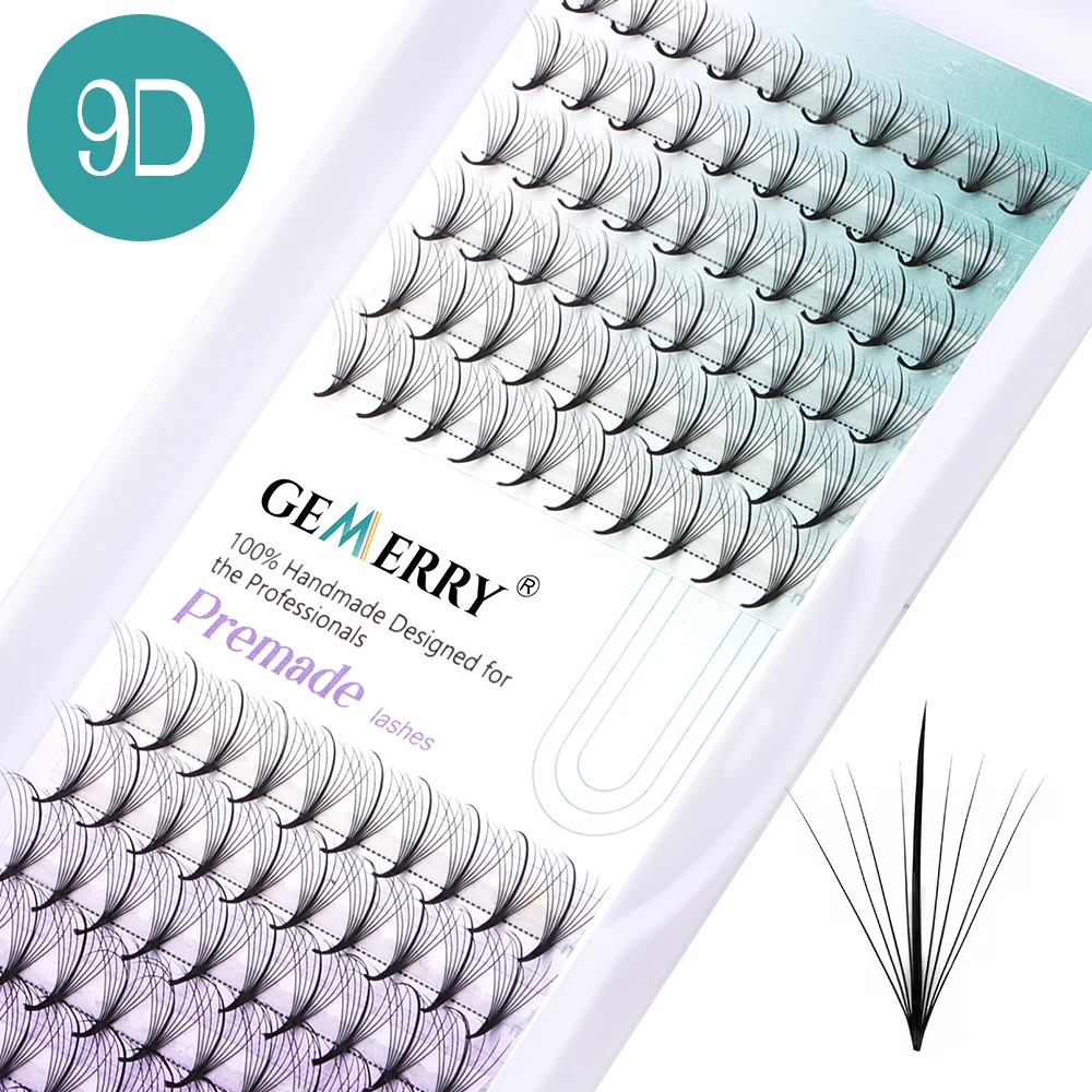 Gemerry Wispy Premade Fans Pointy Base 9D/3D/5D/7D/13D Russia Volume Eyelash Extension Individual Lashes Faux Mink Lash