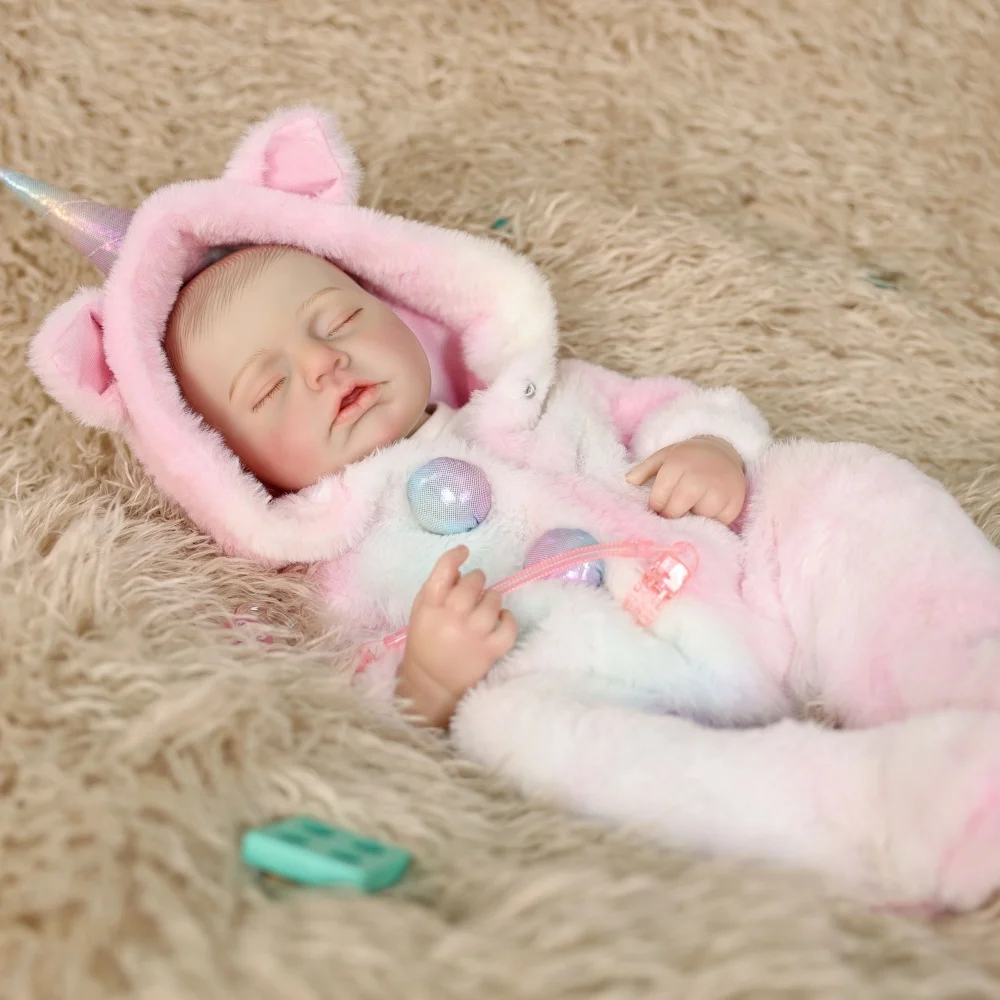 Cloveray 20 inch Full Body Vinyl Realistic Reborn Doll Cute Plush Unicorn Set Vinyl Doll High-quality Handmade Toy Kid Xmas Gift