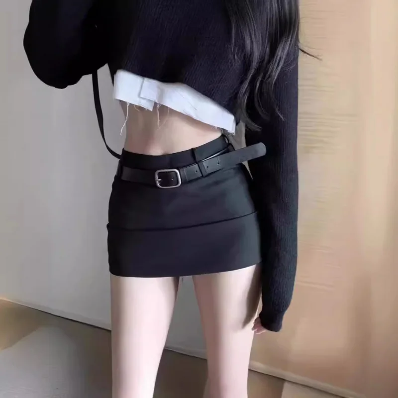 

Hot Girl Black Skirt Women2025Hot Spring/Summer New Style One-Step Skirt Short Dress High Waist Tight Bodycon Short Ski