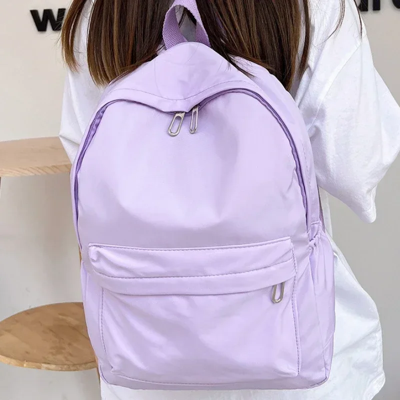 Nueva mochila impermeable de nailon de alta calidad para mujer, bolso de viaje para mujer, mochilas, mochila escolar para chicas adolescentes, mochila de Color sólido