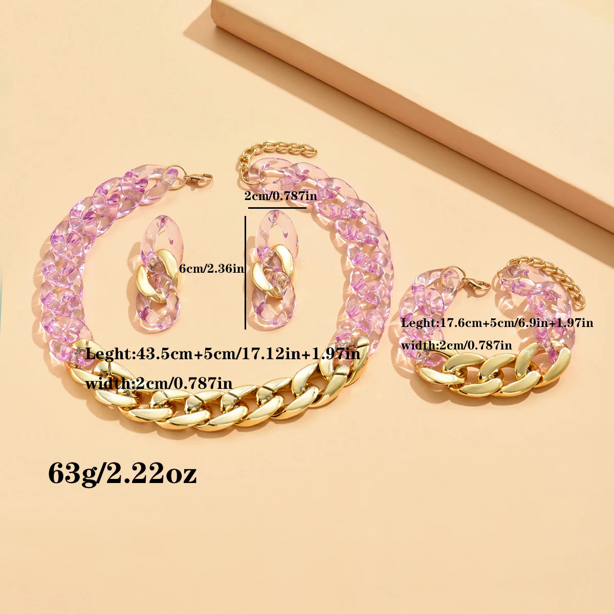 Acrylic Chunky Bright Chain Choker Necklace for Women Trendy Bohemain Long Chains Collares Necklaces Set Fashion Jewelry image 2