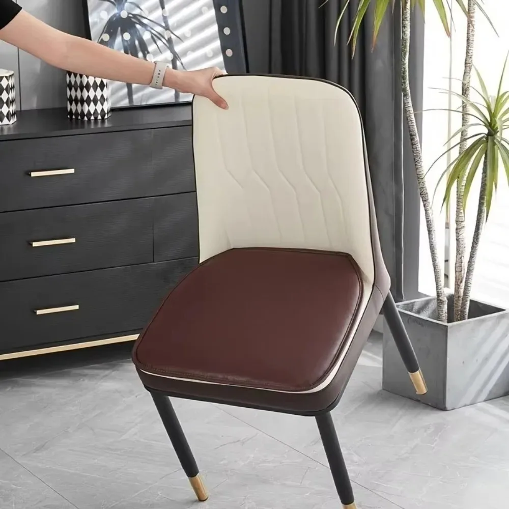 Waterproof D-Shape PU Leather Seat Cushion Non-slip Dirt-resistant Table Chair Mat Thickened Solid Color Dining Chair Cushion