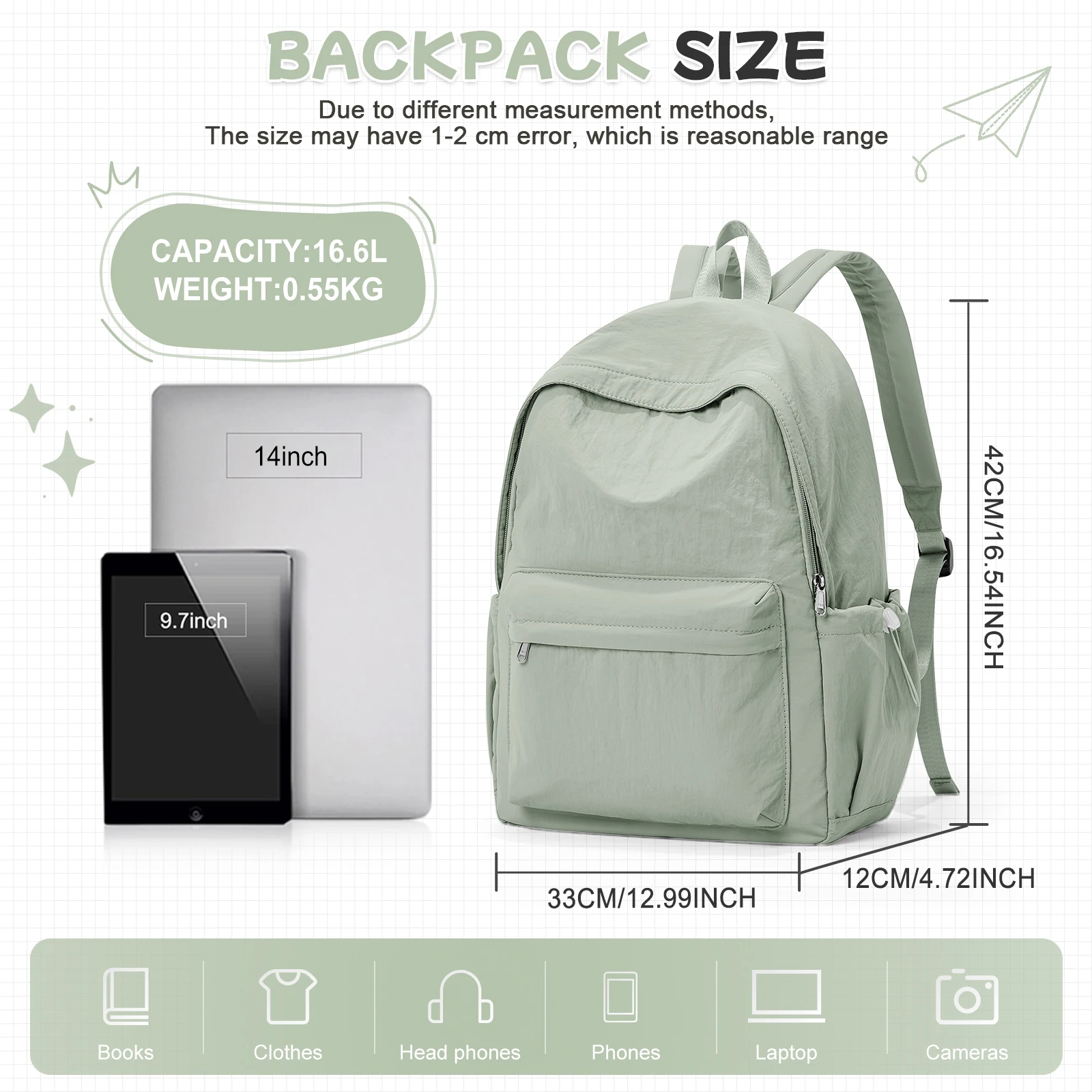 Lightweight School Backpack for Teens, Large Capacity Laptop Backpack, Middle and High School Bag，Men's Women's Casual Backpacks