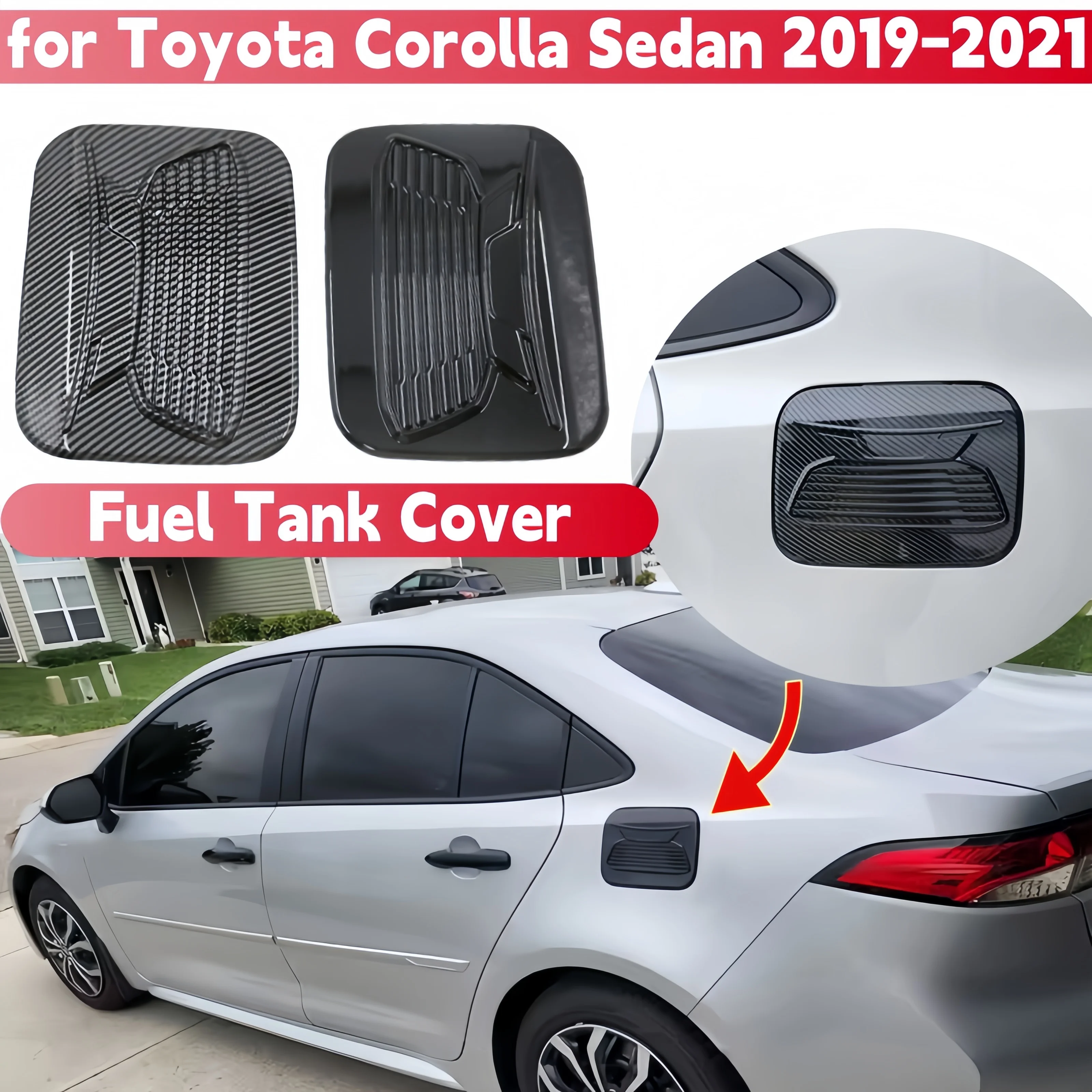 1 Pc Car Fuel Tank Cover Lid Trim Vehicle Oil Filler Gas Cap Exterior Door Decoration ABS Sticker Decal for Corolla 2019-2021