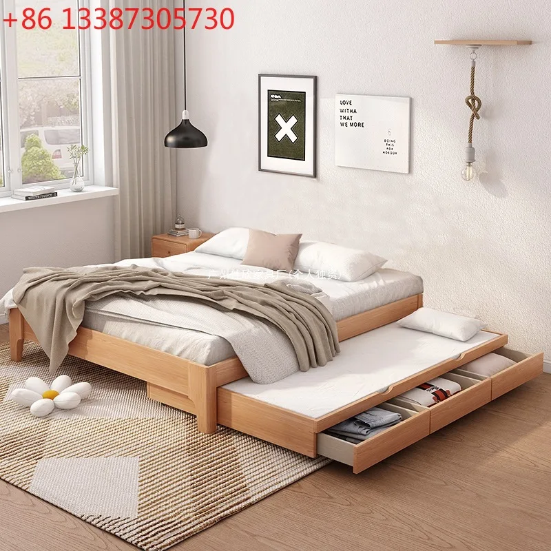 

Детская кровать из массива дерева. Кровать для хранения татами. Односпальная двуспальная кровать без прикроватной тумбочки.