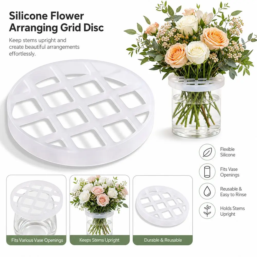 1/2Pcs Silicone Silicone Flower Arranging Grid Stretchable Washable Reusable Flower Arranger Flexible Stretchable Structure