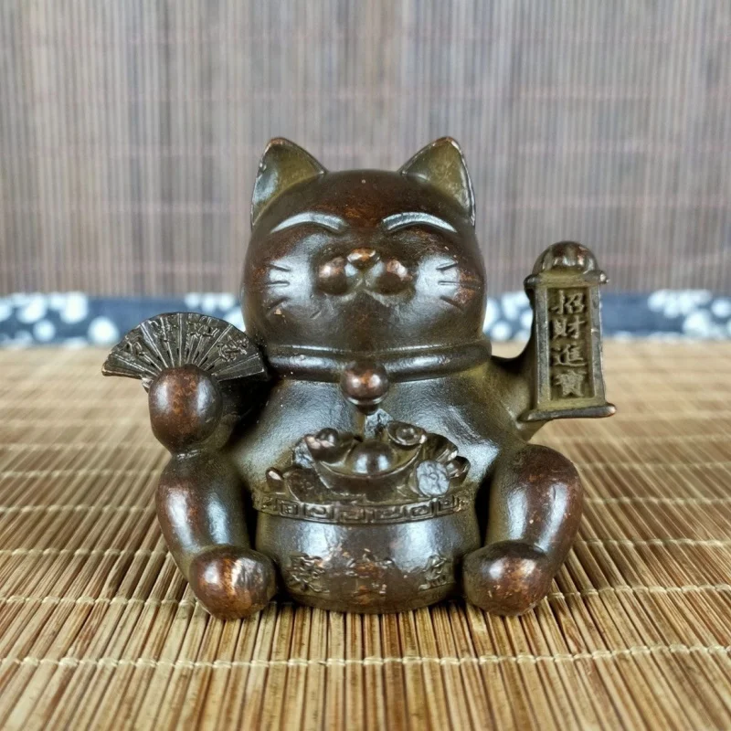 

Металлический орнамент Lucky Cat в античном стиле для богатства и процветания, подходит для украшения стола домашнего офиса, медный заказ