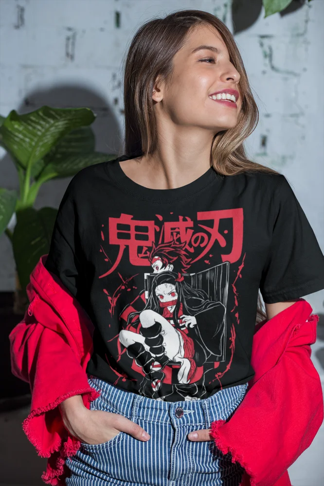 Tanjiro Nezuko T-Shirt Demon Slayer Kimetsu No Yaiba Manga Horror Shirt All Size