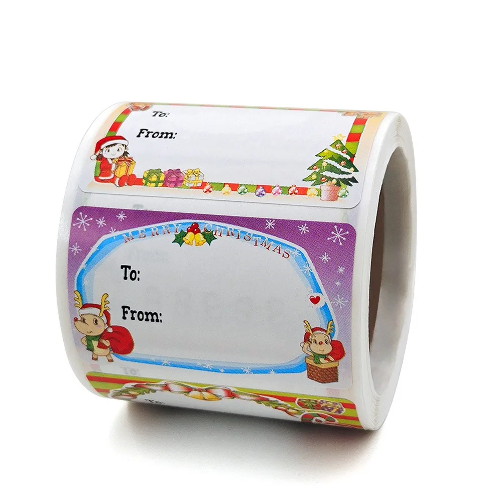 250 Pcs Self Adhesive Christmas Tags Stickers Santa Claus Snowman colorful Christmas Name Labels Stickers Cute Cartoon