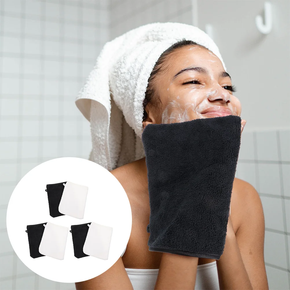 

6Pcs Microfiber Facial Gloves Soft Makeup Remover Face Cleaning Tool Travel Size Gentle Exfoliating Washing Gloves