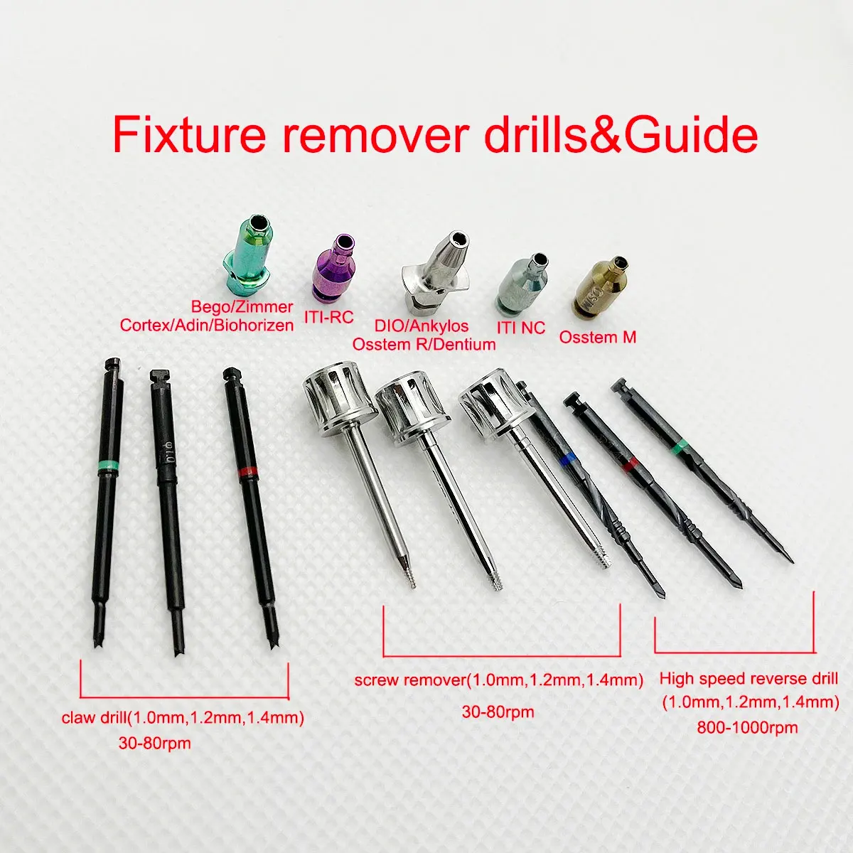 Dental Broken Implant Screw Abutment Screw Extractor Reverse Drill Failed Fixture Remover Implant Screws Bur Tool