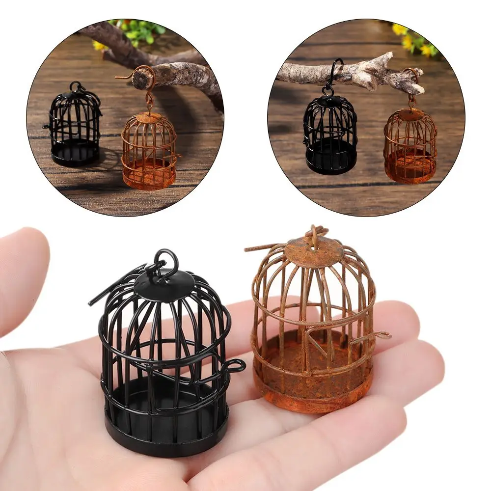 Desktop Hollow Doll House DIY Micro Landscape Bird Cage Iron Metal