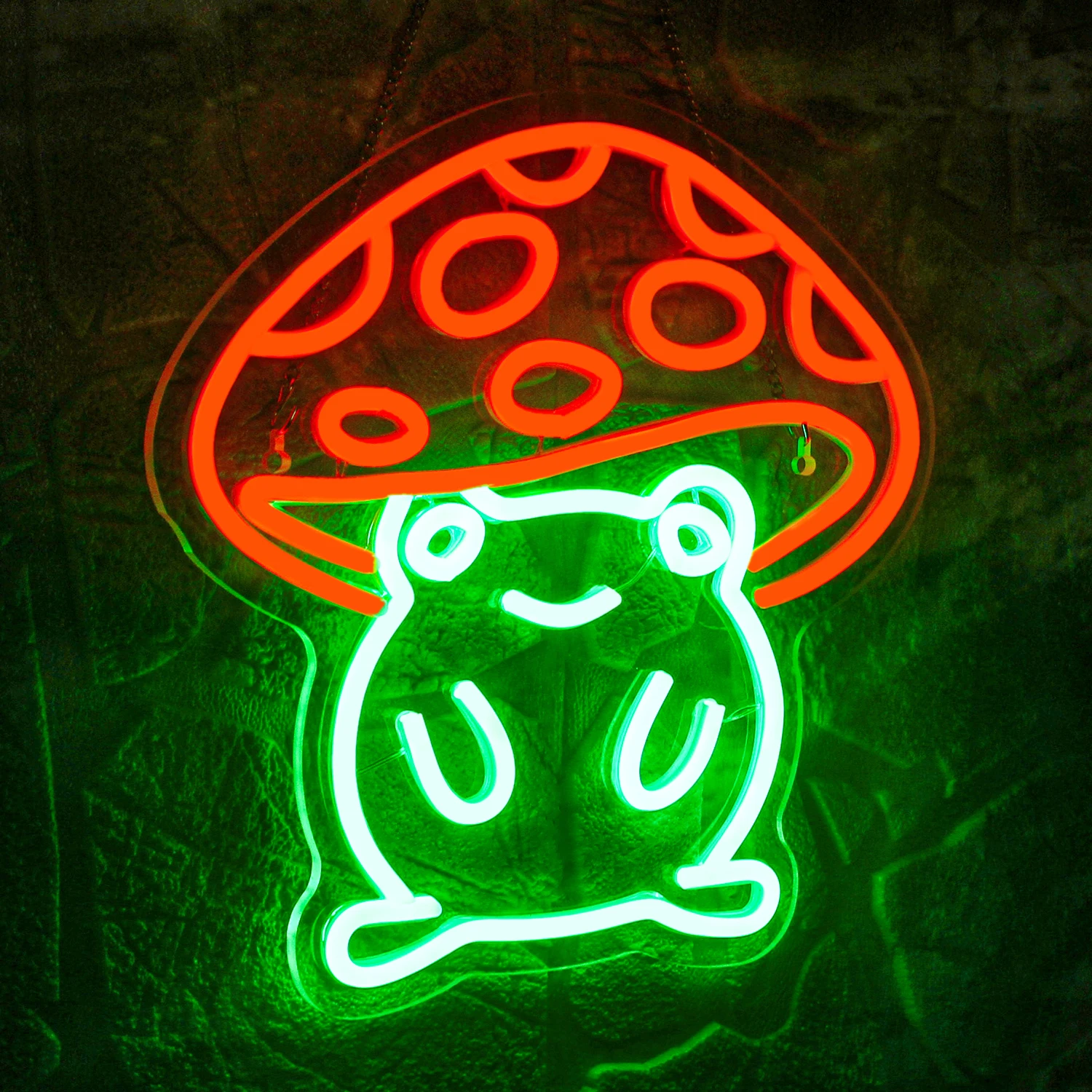 Cute Anime Frog Neon Sign Green Red Funny Frog Neon Light for Wall Decor Bedroom Kids Room Bar Party Classroom Game Room Neon