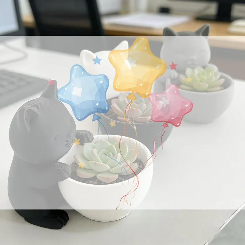 

Горшок в форме кошки с дренажными отверстиями, уникальный дизайн для суккулентов, небольших цветов и кактусов, украшение для спальни, офиса, рабочего стола